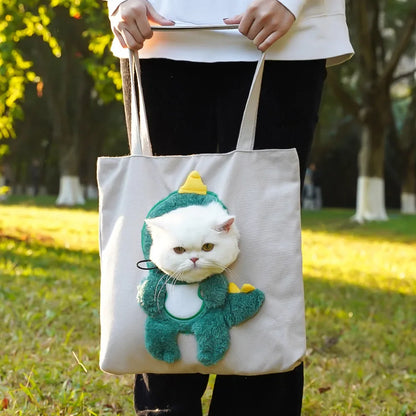 Pet Canvas Shoulder Bag | Cute Cat Carrier