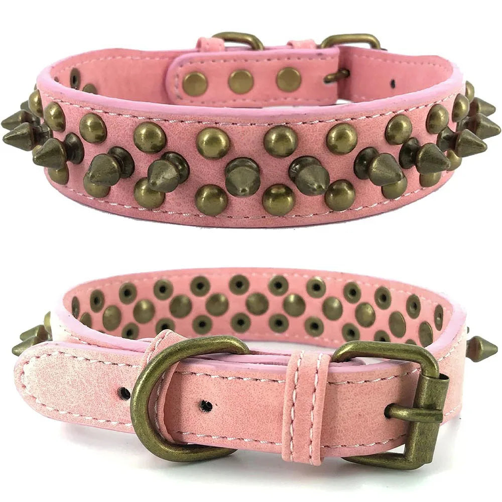 Spiked Dog Collar with Mushroom Rivets