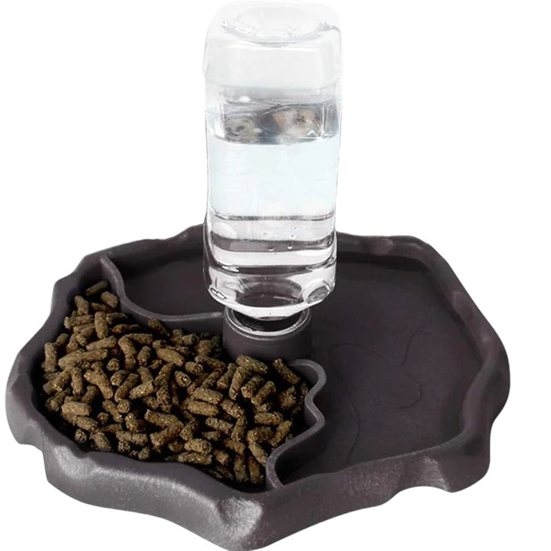 Automatic Reptile Food and Water Dispenser Bowl | Double Bowl Feeder for Amphibians, Lizards, and Small Pets