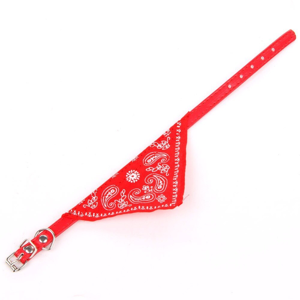 Adjustable Bandana Collar | Small Dog and Cat Neckerchief with Printed Triangular Scarf