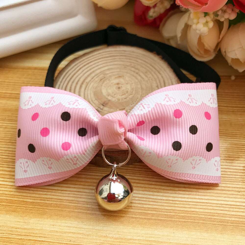 Cat Accessories | Bow Tie Collar with Bell | Breakaway Bowtie for Kitten & Small Dog | Pet Grooming Products