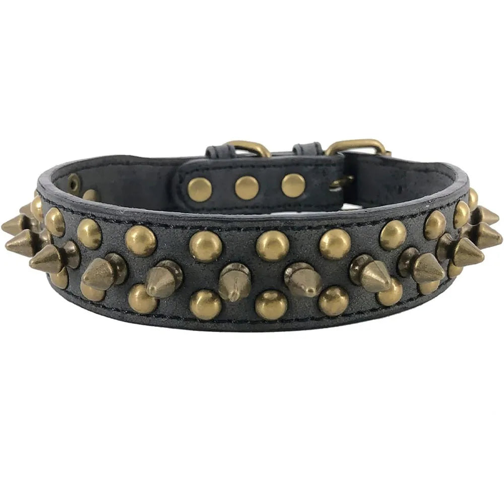 Spiked Dog Collar with Mushroom Rivets