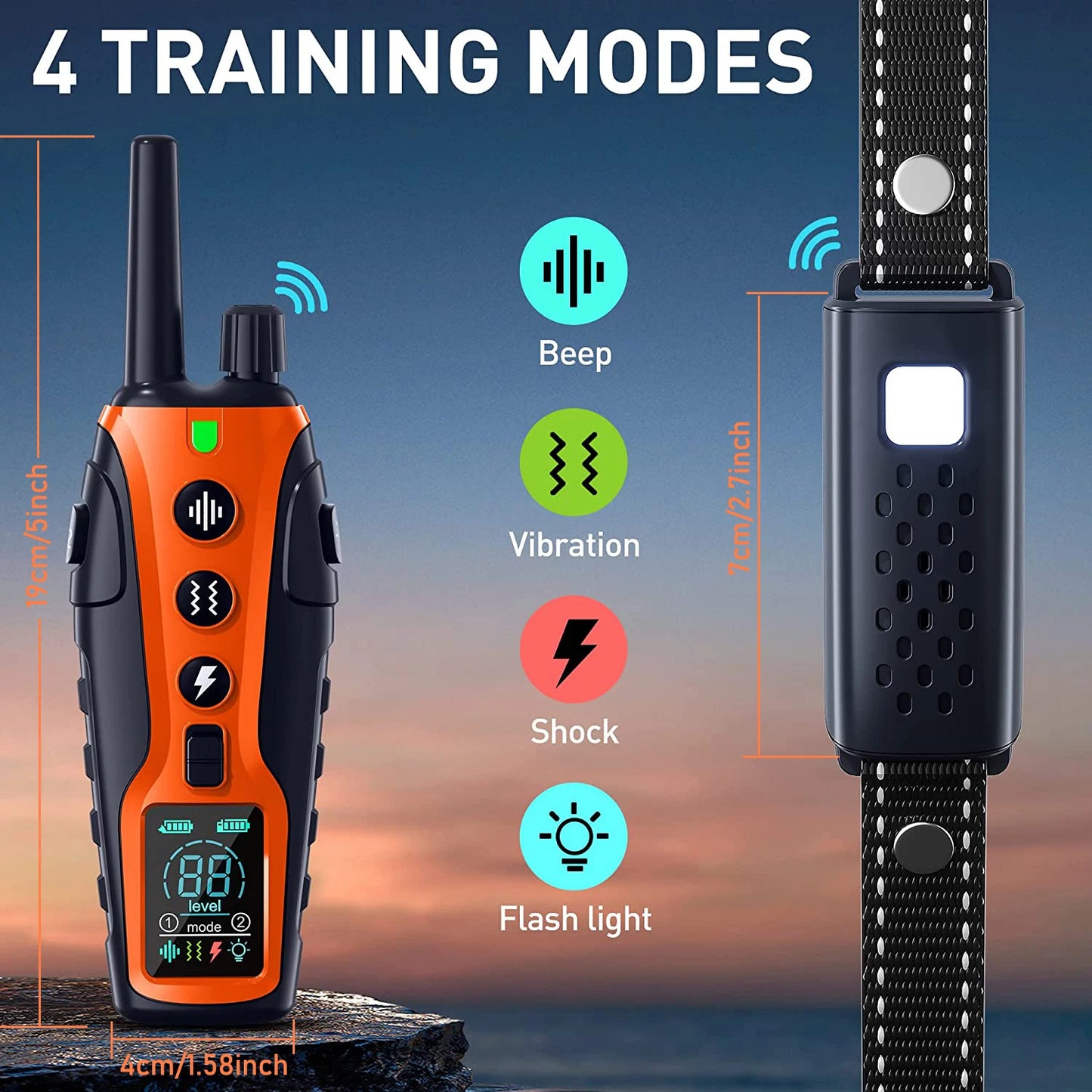 3280FT Pet Dog Training Shock Collar | Long-Range Remote Control with Beep, Vibration, Shock & Flashlight for Night Safety