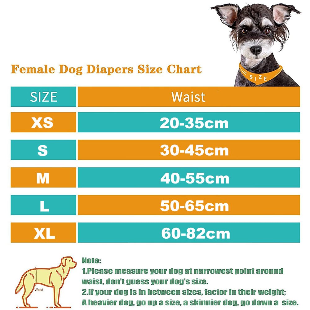 Highly Absorbent Washable Dog Diapers for Female Dogs in Heat, Period, Incontinence, or Excitable Urination
