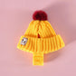 Knitted Hat with Plush Ball