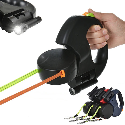 3m Retractable Dual Dog Leash with Lights