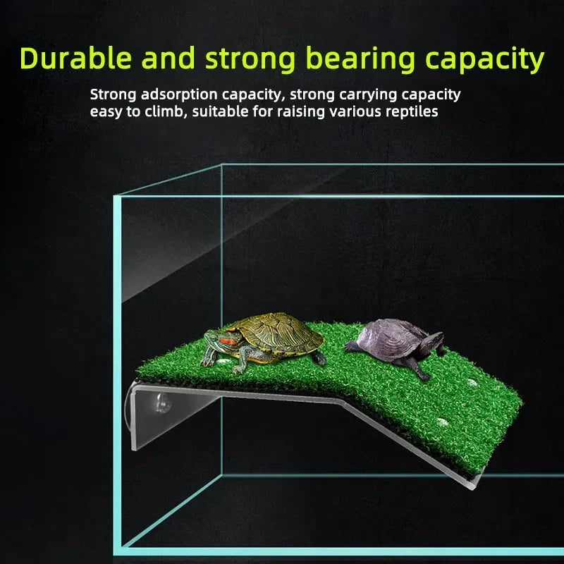 Fish Tank Lawn Turtle Climbing Platform | Sunbathing Platform for Reptiles with Strong Suction Cups