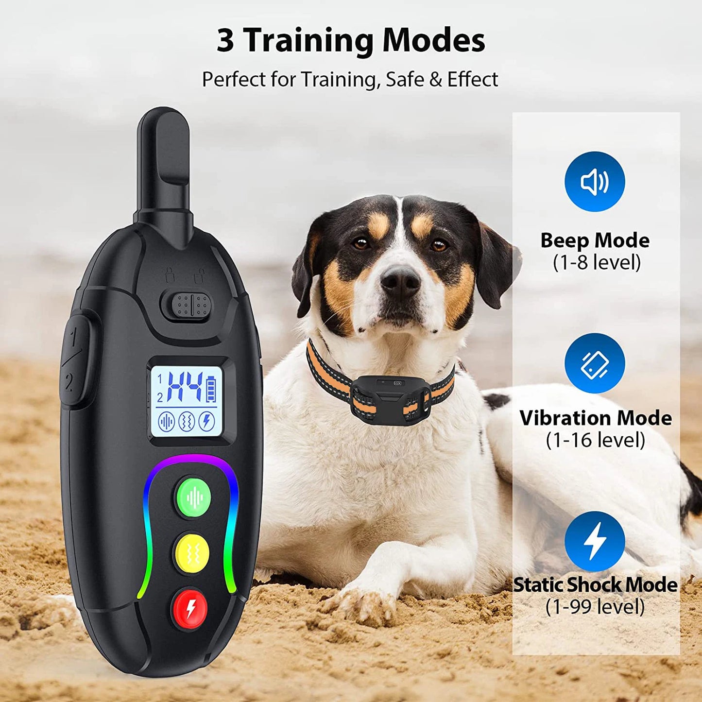 Electric Dog Training Collar | Remote Control Waterproof Pet Behaviour Trainer for 5-120lbs Dogs with Vibration, Beep, and Shock Modes