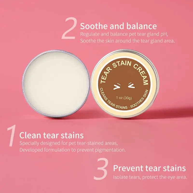 Tear Stain Remover Balm for Dogs & Cats | 30g Eye Stain Removal Cream for Tear Stain Prevention & Skin Soothing