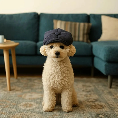 Retro Dog Beret Hat | Adjustable Pet Cap