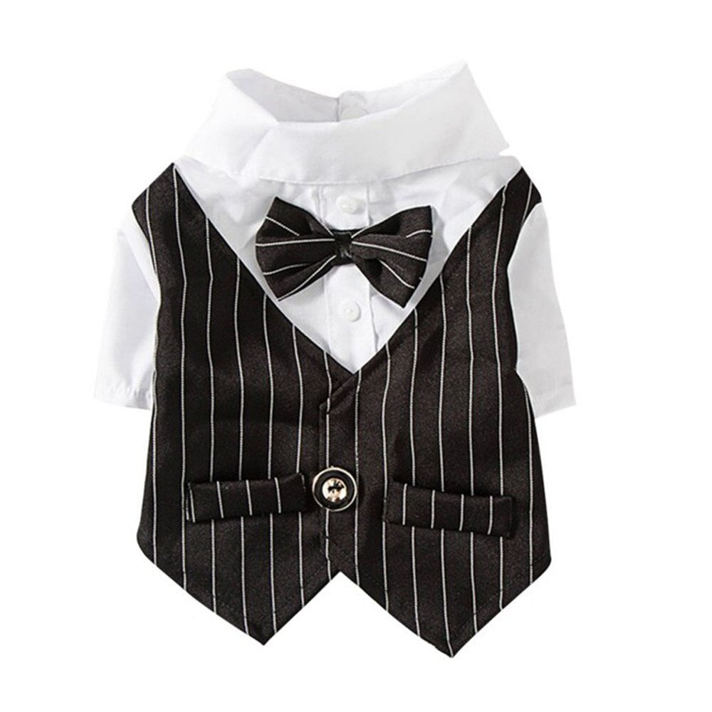 Formal Dog Tuxedo Suit | Bow Tie Stripe Suit for Wedding & Birthday | Puppy Prince Costume