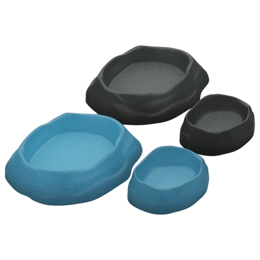 Imitation Rock Double Basin | Crawling Pet Food & Water Dish for Reptiles and Amphibians