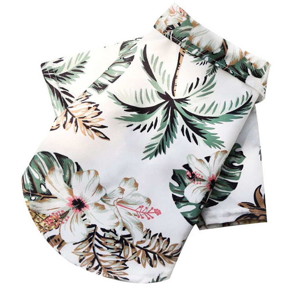 Hawaiian Summer Shirt | Coconut Tree & Flower Print Clothing | Puppy T-Shirt for Small Dogs and Cats