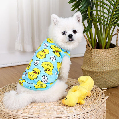 Summer Breathable Dog Vest | Cute Yellow Duck Pet T-Shirt | Stretchy Tank Top for Dogs