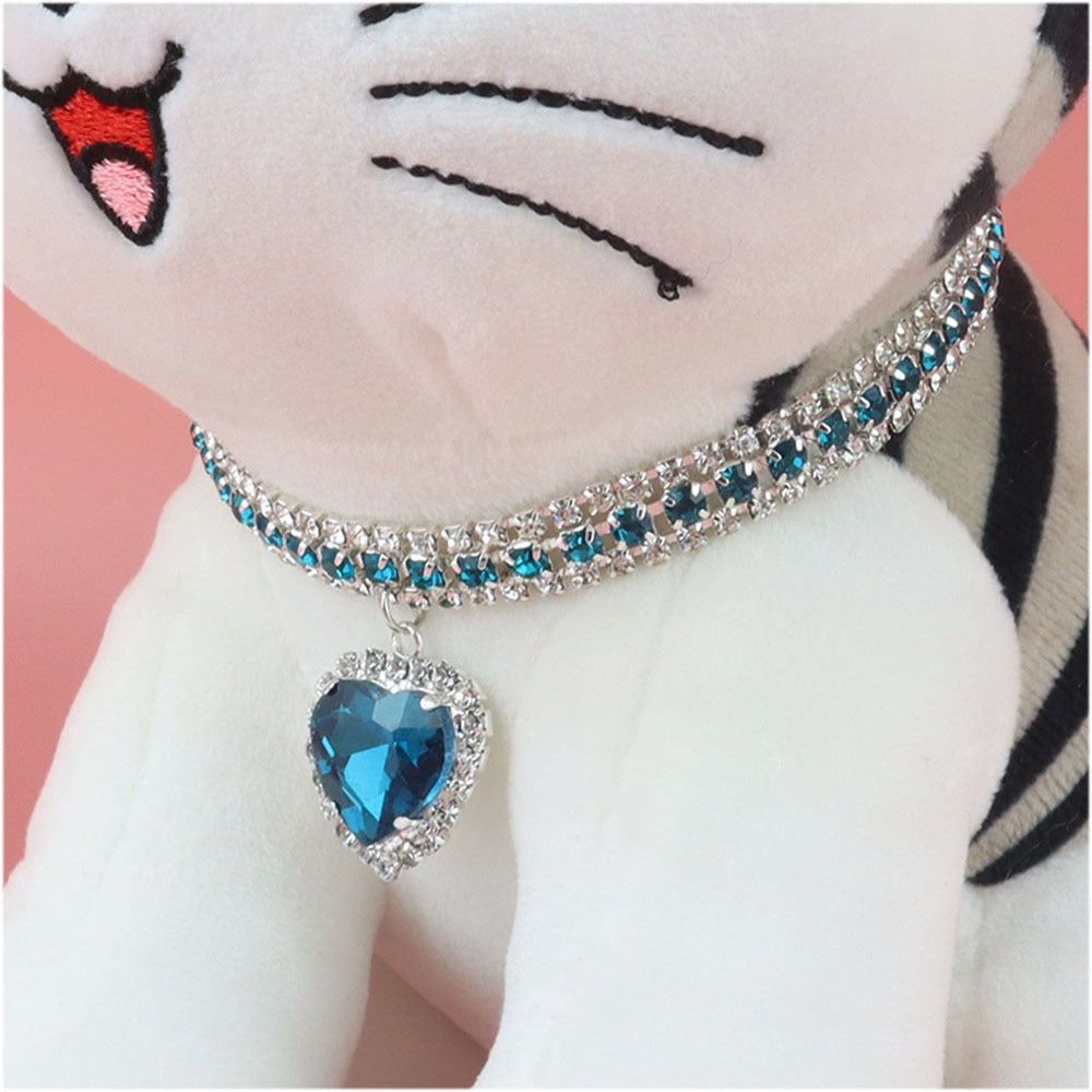 Jeweled Cat Rhinestone Collar | Cute Bling Accessories with Crystal Pendant for Small Pets