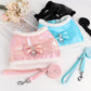Winter Harness & Leash Set with Warm Fur Collar for Dogs & Cats | Bling Rhinestone Bowtie