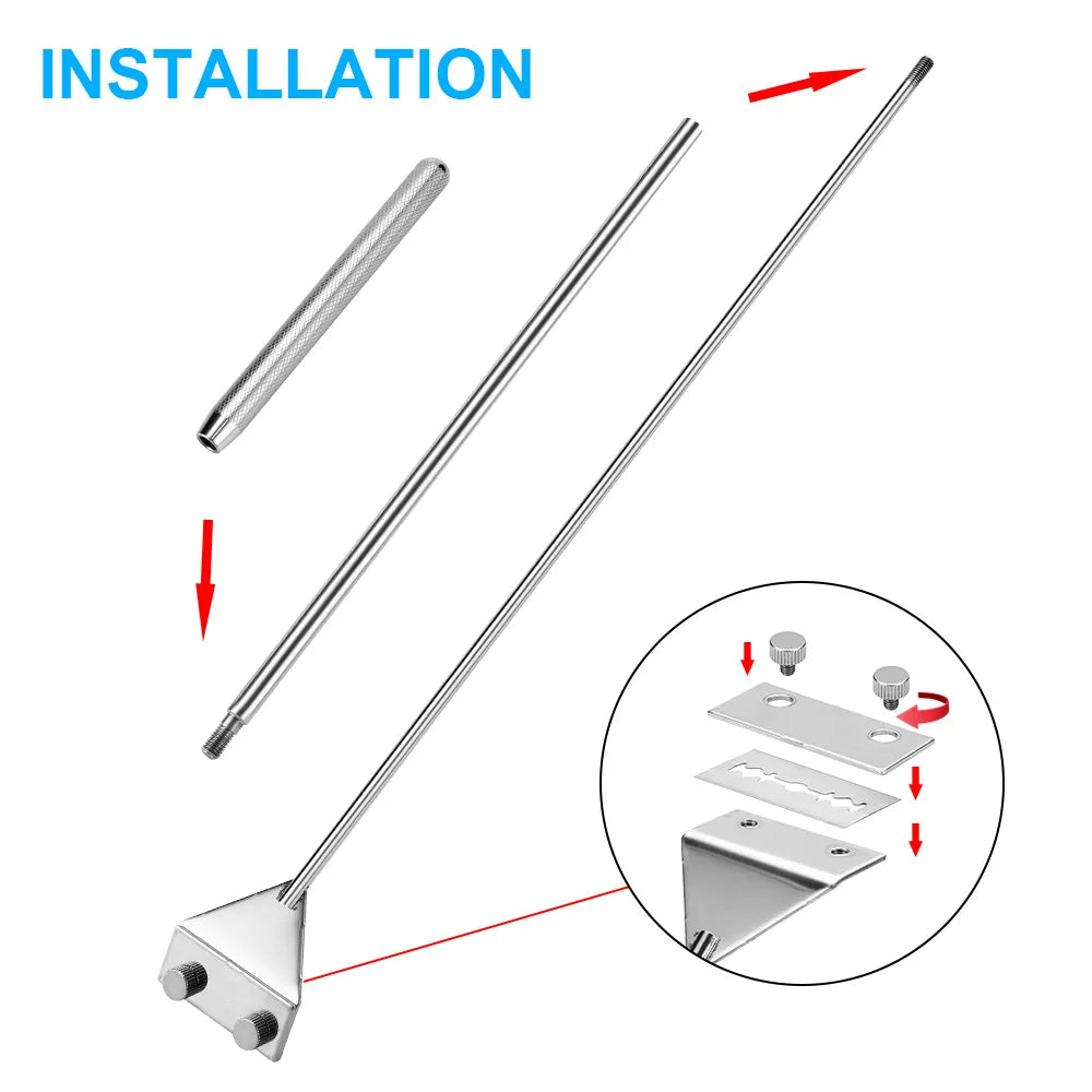 Stainless Steel Algae Scraper for Aquariums | Dual-Purpose Fish Tank Glass Cleaner and Planting Tool