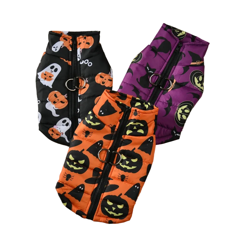 Halloween Dog Jacket Coat | Funny Pumpkin Print