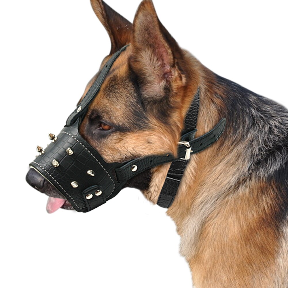 Spike Leather Dog Muzzle | Adjustable Anti-Barking Muzzles for Medium to Large Dogs, Pet Mouth Cover Accessories