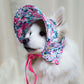 Floral Hat with Ear Holes | Adjustable Outdoor Sun Protection Hat for Puppies | Summer Visor Sunbonnet