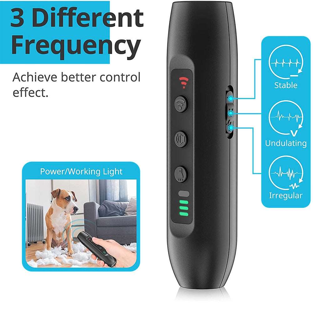 3-in-1 Pet Dog Repeller | Ultrasonic Anti Barking Device with LED, USB Rechargeable, Stop Bark Training