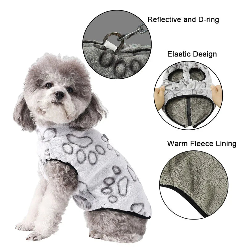 Winter Fleece Dog Jacket with D-ring