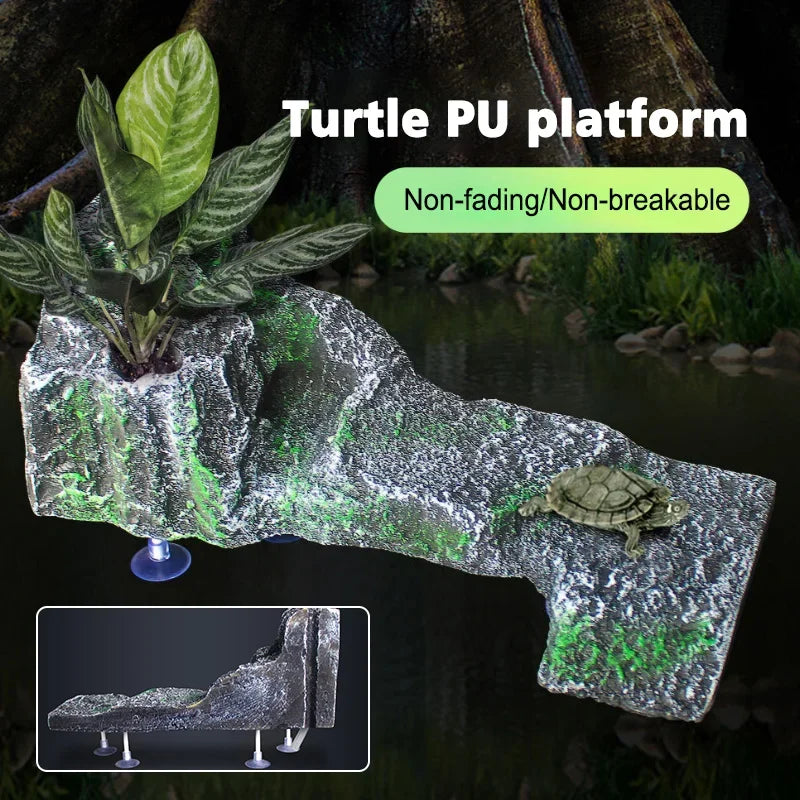 Natural Rock Reptile Platform | Durable Hide and Climbing Structure for Turtles, Lizards, and Terrarium Pets