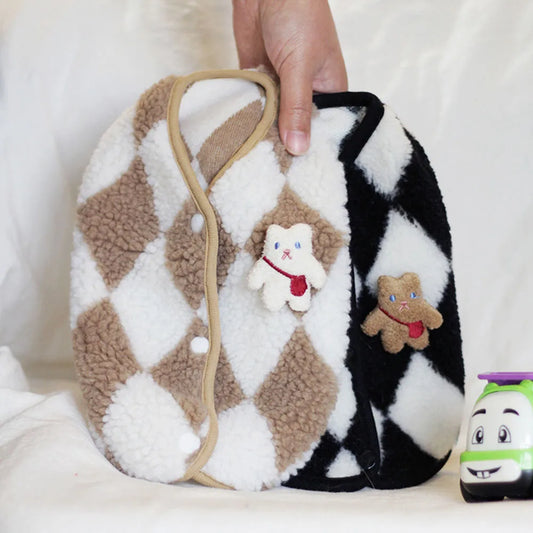 Plaid Fleece Cat Coat