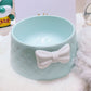Princess Food and Water Bowls | Sweet Bowknot Dog and Cat Bowls with Diamond Pattern