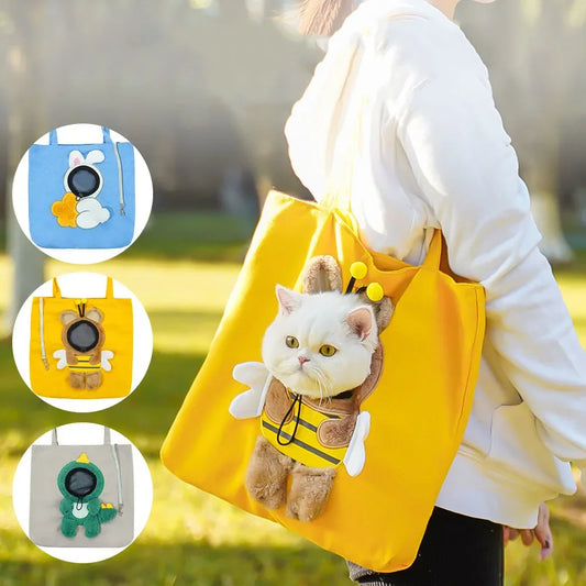 Pet Canvas Shoulder Bag | Cute Cat Carrier