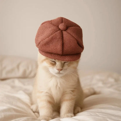Retro Dog Beret Hat | Adjustable Pet Cap