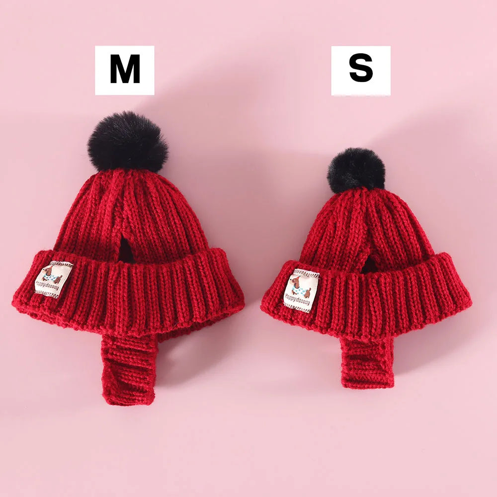 Knitted Hat with Plush Ball