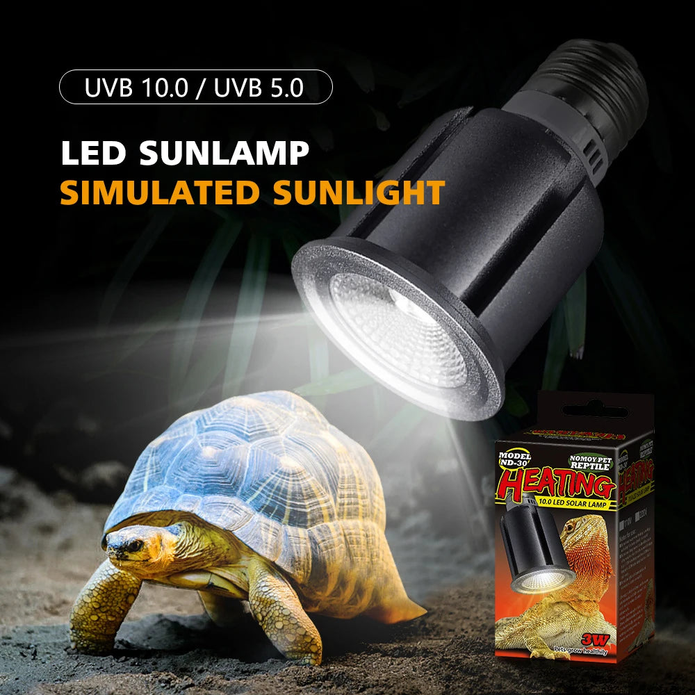 Reptile LED Sun Lamp UVB 5.0/10.0 | Simulated Sunlight UVA+UVB Full Spectrum Light for Healthy Reptile Growth