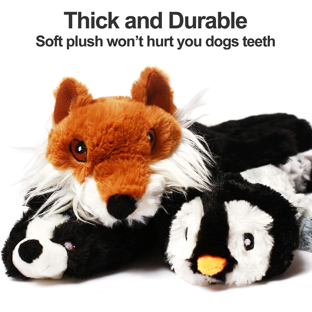 Durable Squeaky Dog Toy | Stuffingless Plush Animal with Squeakers | No Stuffing Dog Chew Toy
