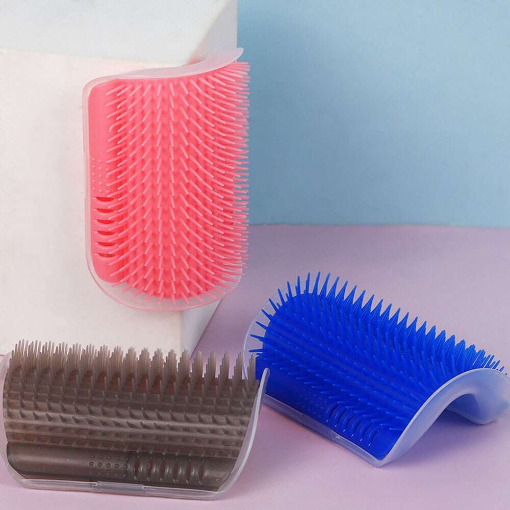 Cat Grooming Toy Arch Massager Self Cleaning Comb | Pet Hair Removal, Scratch Bristles, Plastic Cat Corner Scratcher