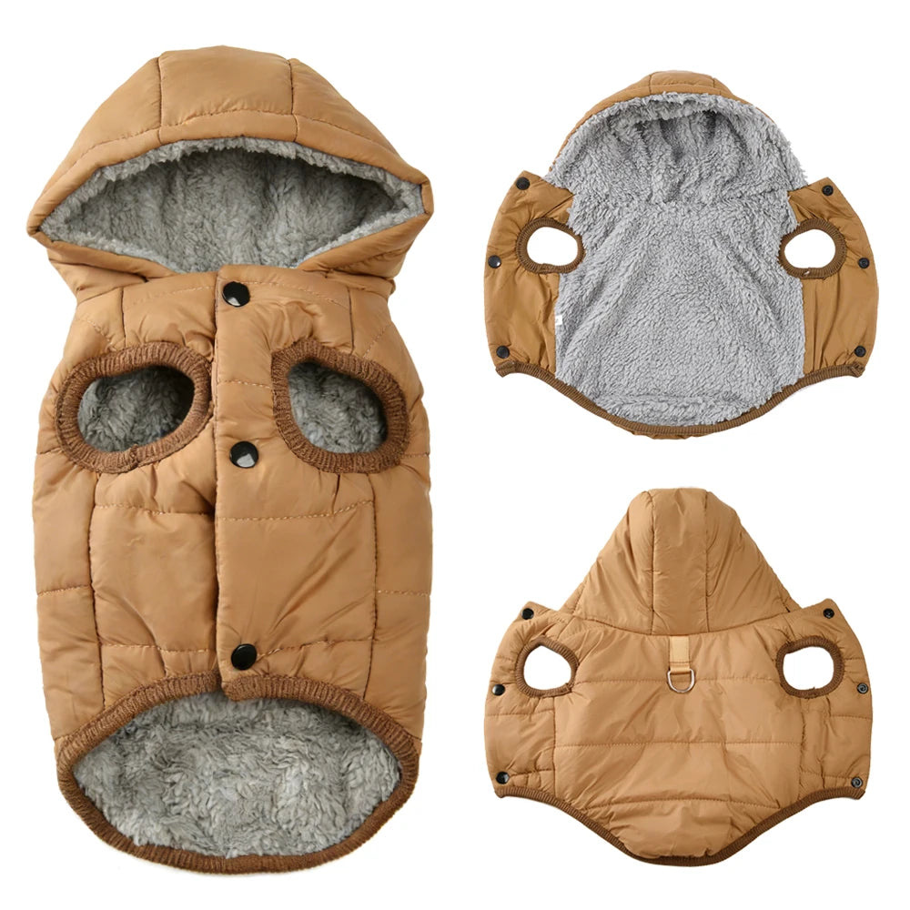Warm Fleece Coat Hoodie with D-ring