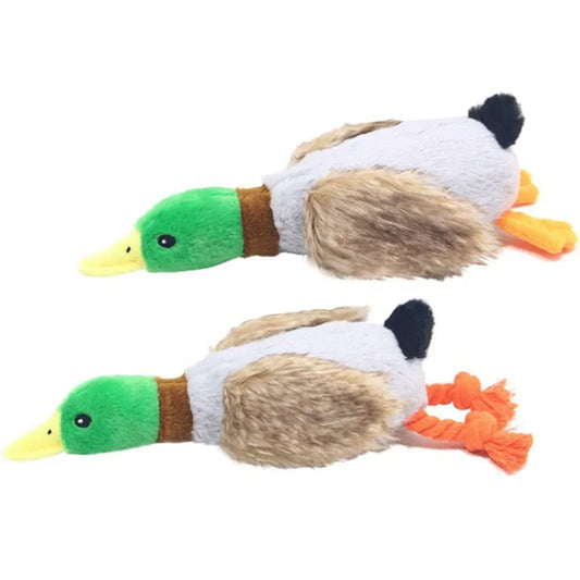 Durable Plush Duck Dog Toy with Squeaker