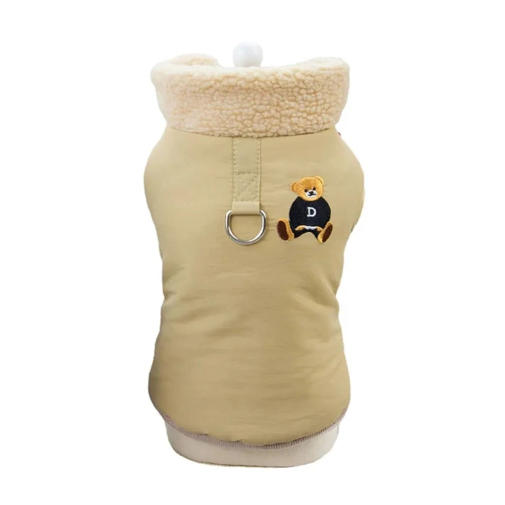 Thick Winter Dog Jacket with Bear Pattern