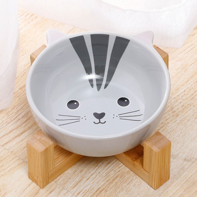 Ceramic Food and Water Bowls | Elevated Round Dish with No Spill Design