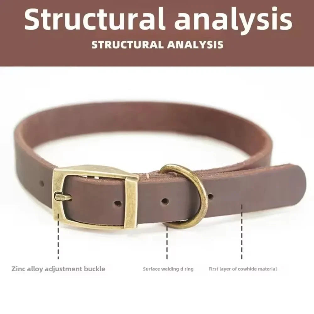 Leather Dog Collar with Heavy Duty Hardware