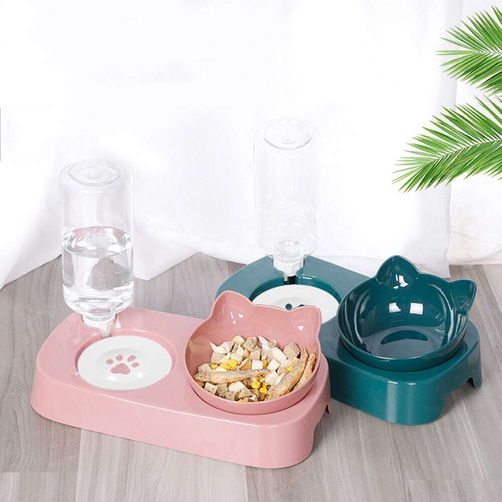 2-in-1 Pet Feeder Bowl | Automatic Drinking Fountain and Food Dispenser for Dogs and Cats