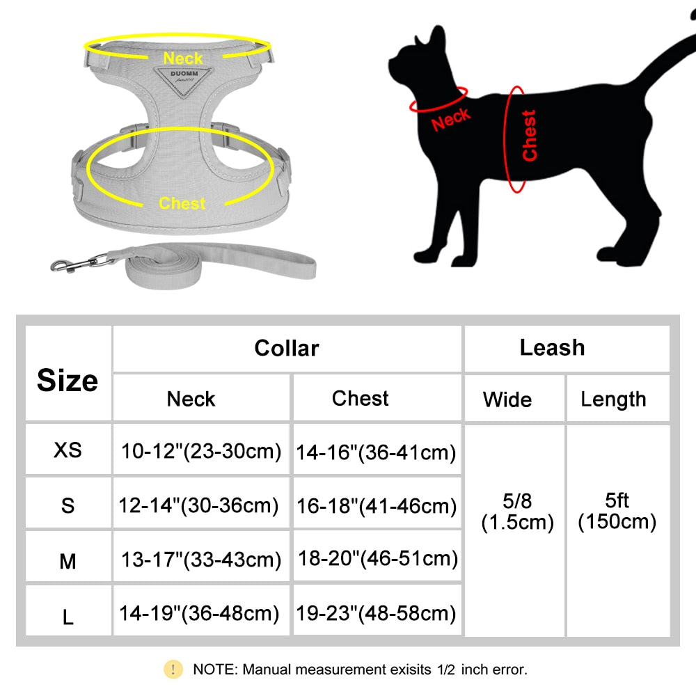 Mesh Harness with Leash Set | Soft 3-Layer Pet Vest and Lead for Cats and Dogs