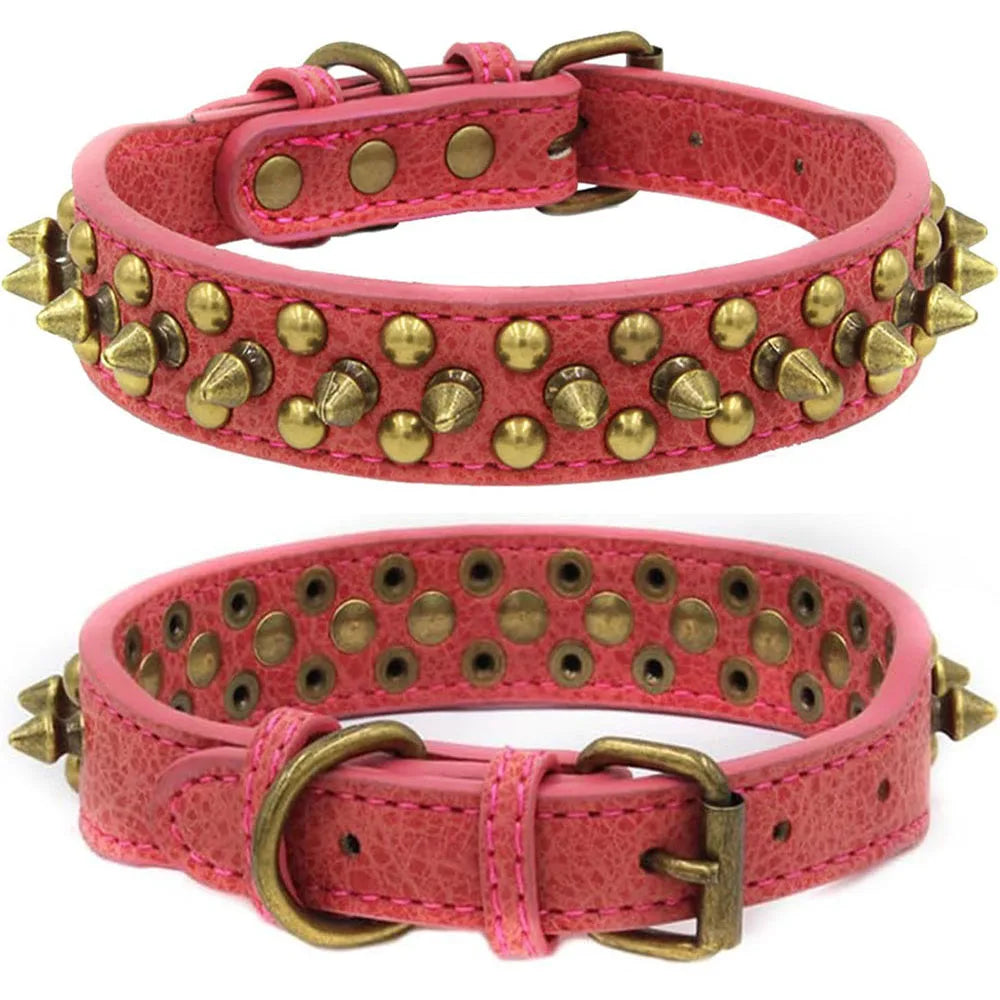 Spiked Dog Collar with Mushroom Rivets