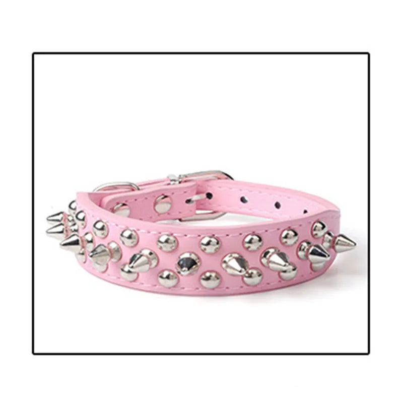 Spiked Dog Collar with Mushroom Rivets