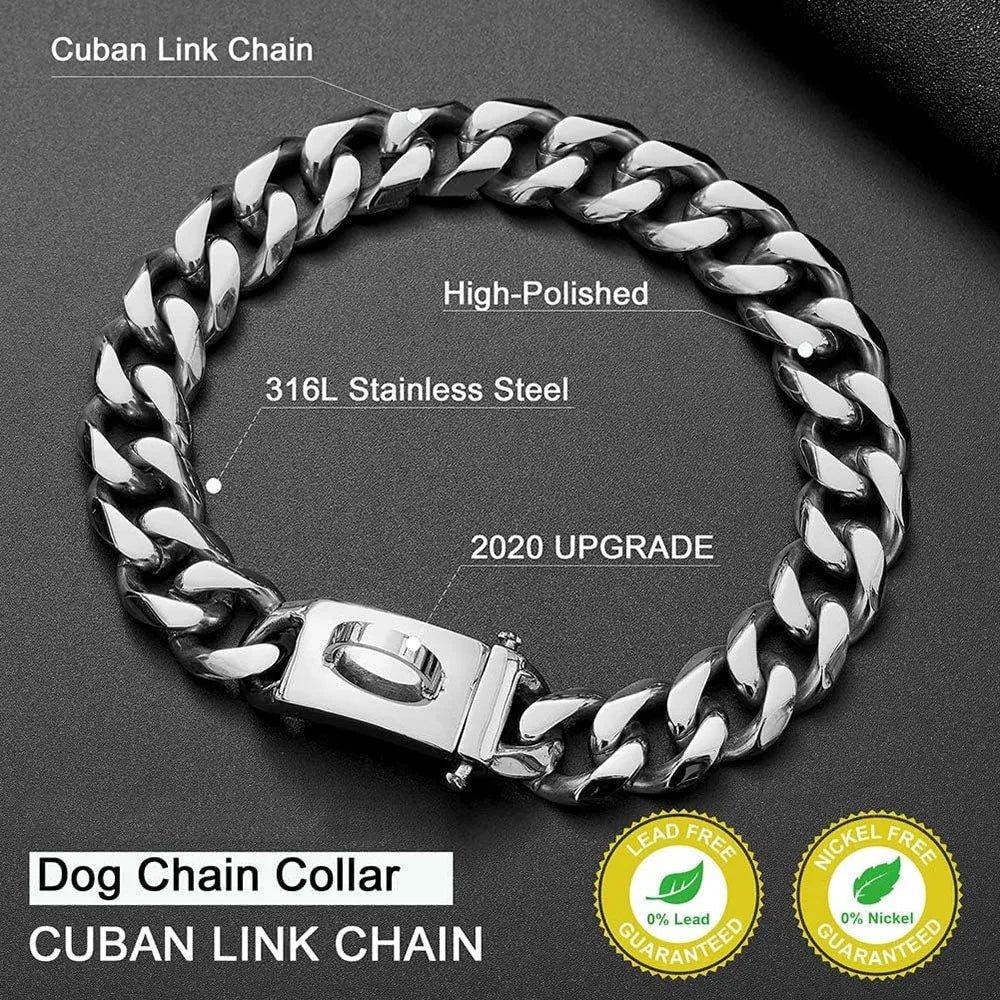 Large Dog Chain Collar | 19mm Gold Buckle