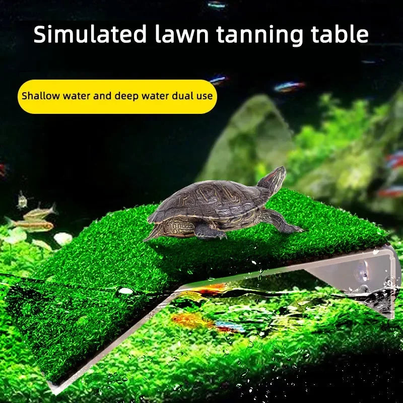 Fish Tank Lawn Turtle Climbing Platform | Sunbathing Platform for Reptiles with Strong Suction Cups