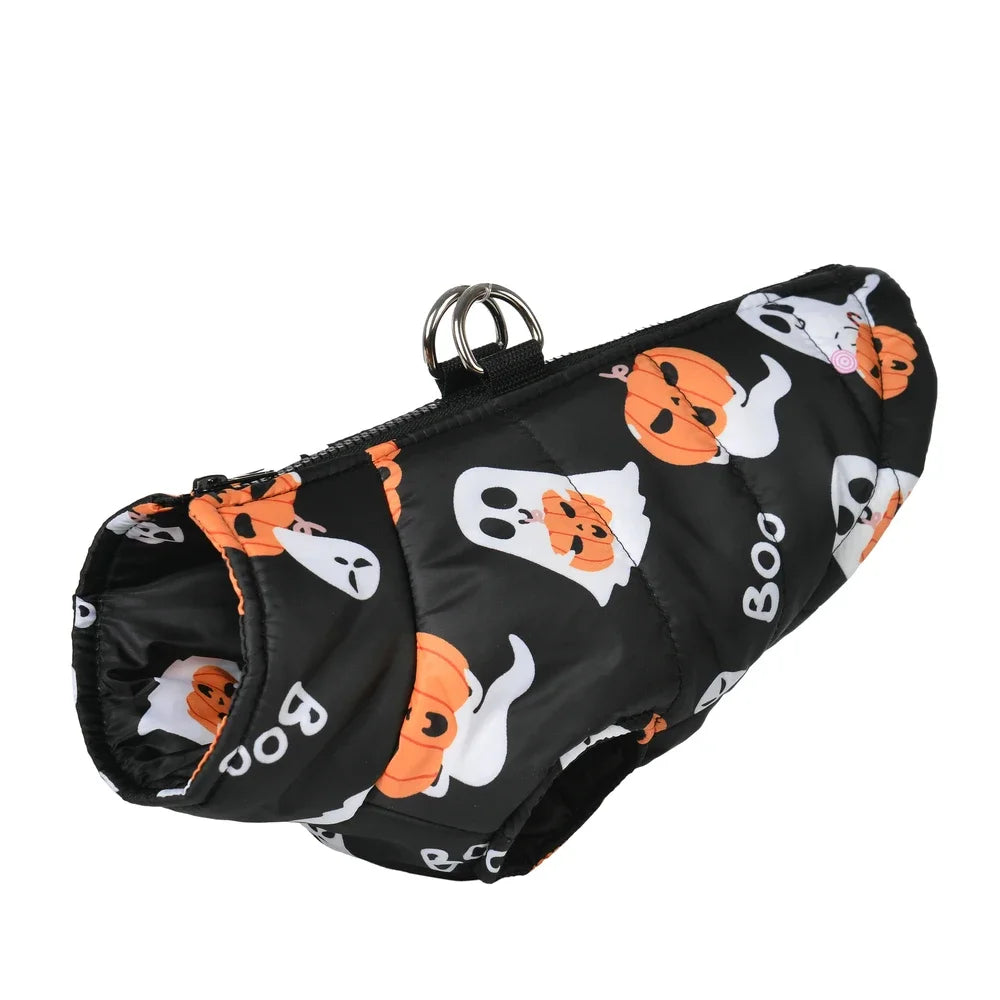 Halloween Dog Jacket Coat | Funny Pumpkin Print
