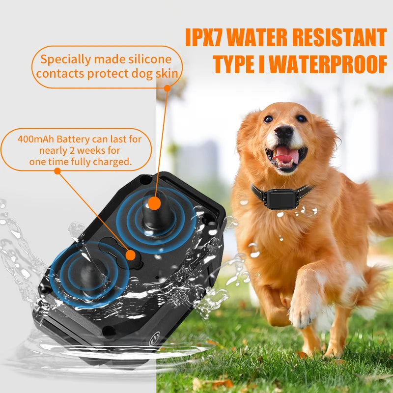 Electric Dog Training Collar Waterproof Remote Control Anti-Bark Device, Rechargeable | Suitable for All Breeds