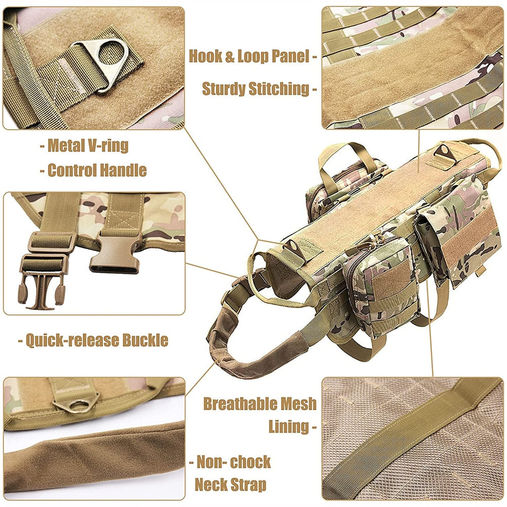 Tactical Harness and Leash Set | Camouflage Training Vest for Ultimate Training Control