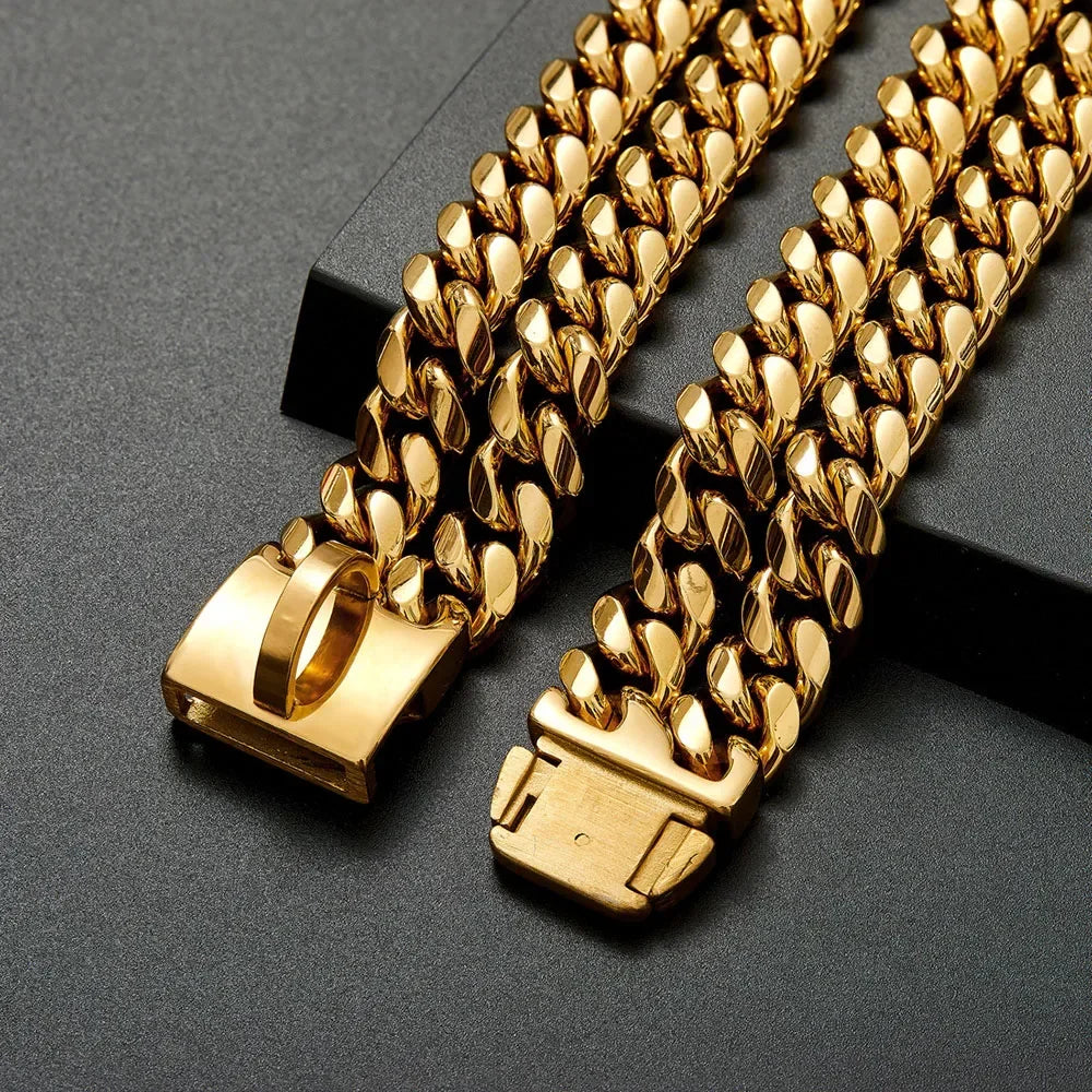 Gold & Silver Cuban Link Dog Collar